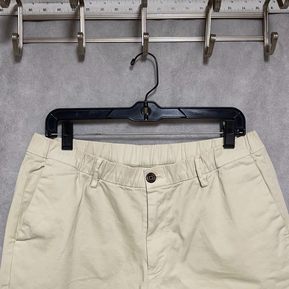 Bear Bottom Shorts Men's L-7" Beige Twill Chino Elastic Waist Stretch Active 34